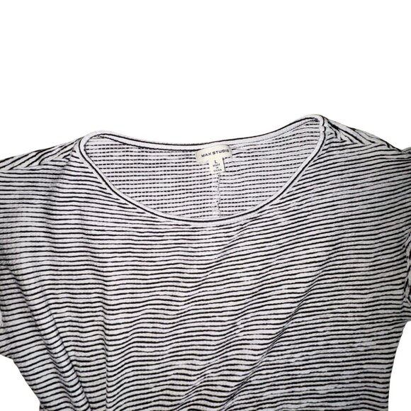 Max Studio Textured, Cap Sleeve Textures Asymmetricl Dress-White/Black-Size L-GU - Picture 6 of 8